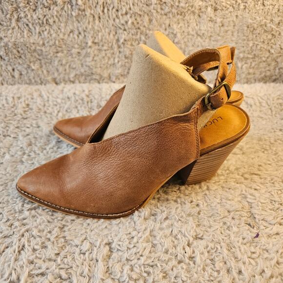 Lucky Brand Women's Aroyli Leather Slingback Pump‎ Heels Size 9M Tan Pointed Toe - Picture 5 of 8